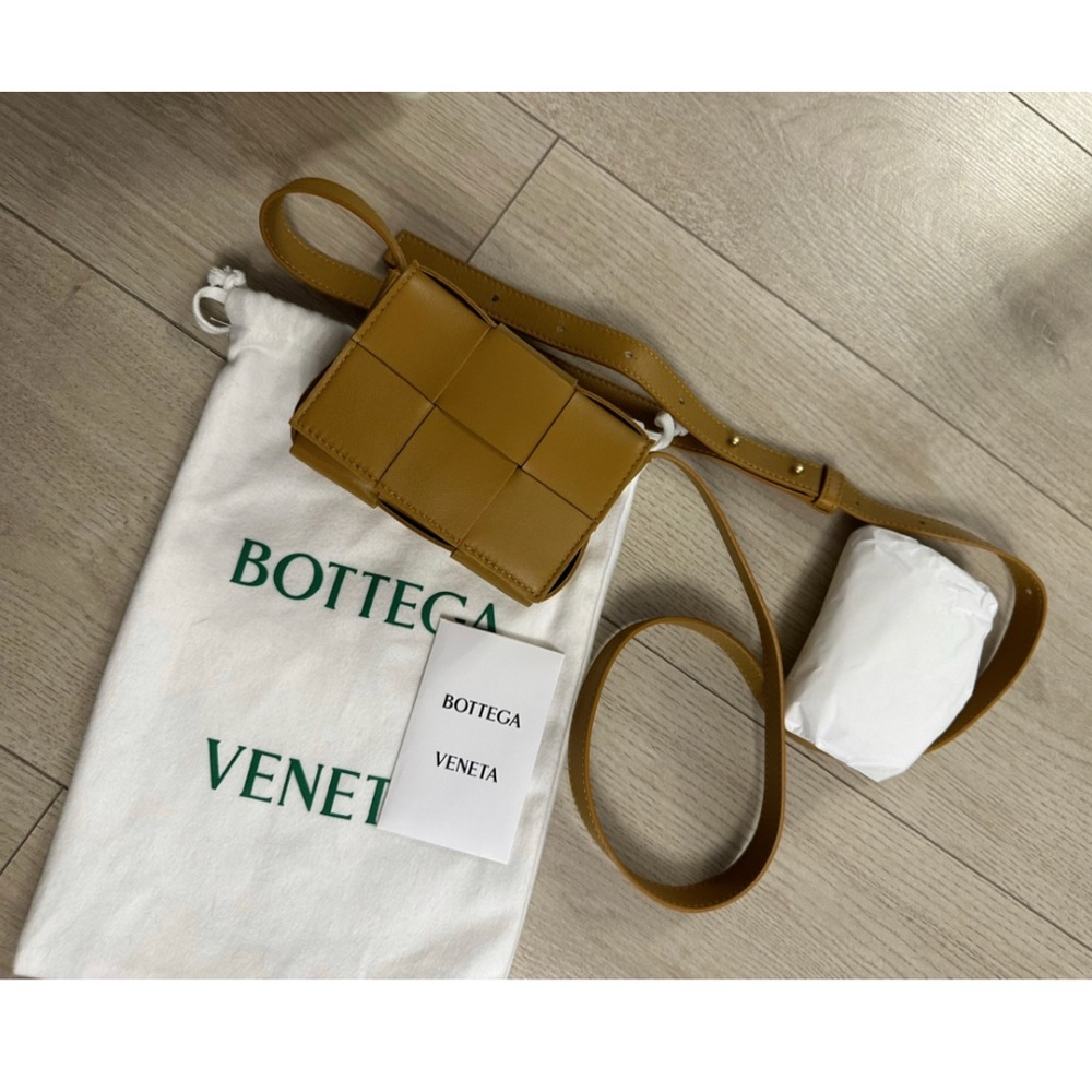 NEW Bottega Cassette mini cross body bag in camel.